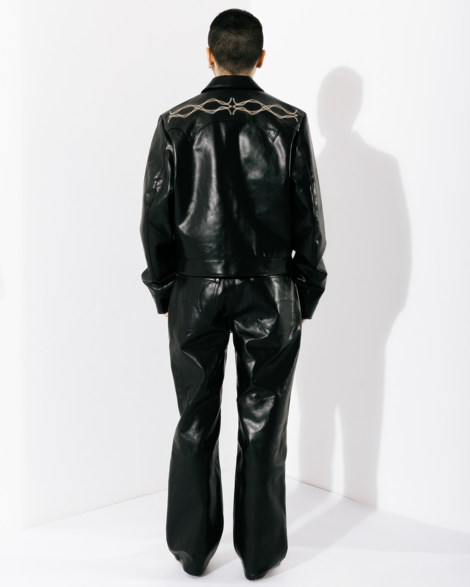 Synthetic Leather Embroidery Western Jacket