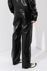 Synthetic Leather Five Pocket Leather Jeans