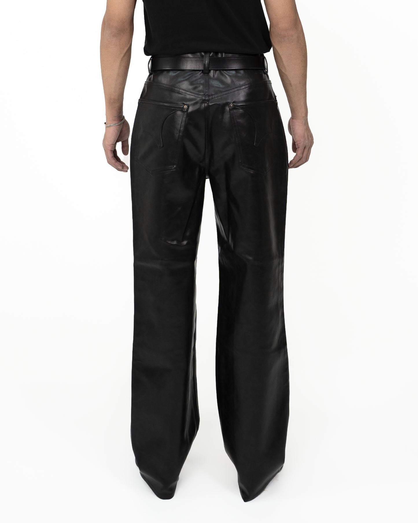 Synthetic Leather Five Pocket Leather Jeans