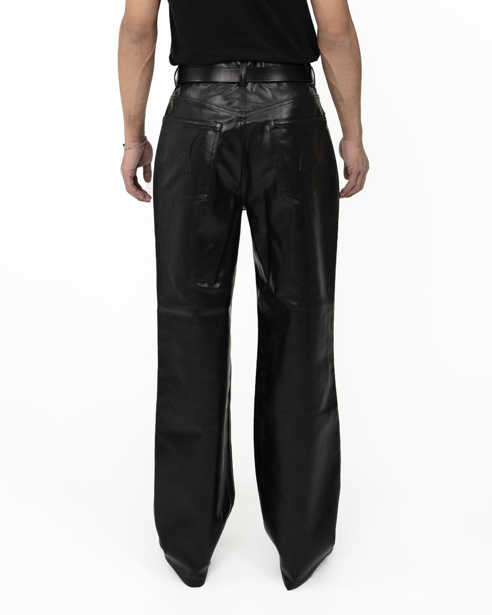 Synthetic Leather Five Pocket Leather Jeans