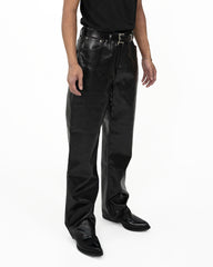 Synthetic Leather Five Pocket Leather Jeans