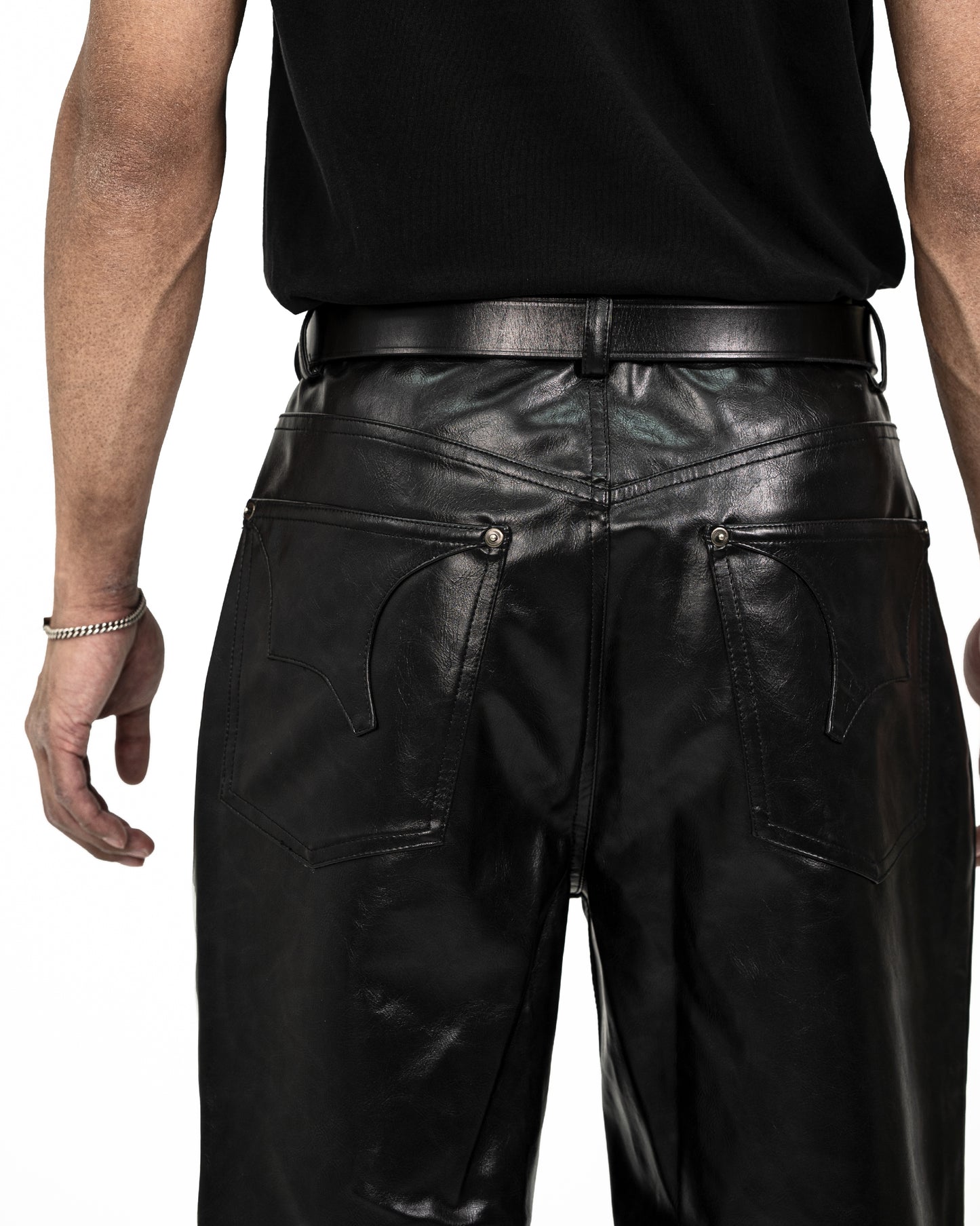 Synthetic Leather Five Pocket Leather Jeans