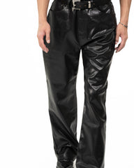 Synthetic Leather Five Pocket Leather Jeans