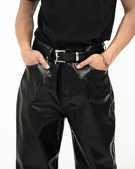 Synthetic Leather Five Pocket Leather Jeans