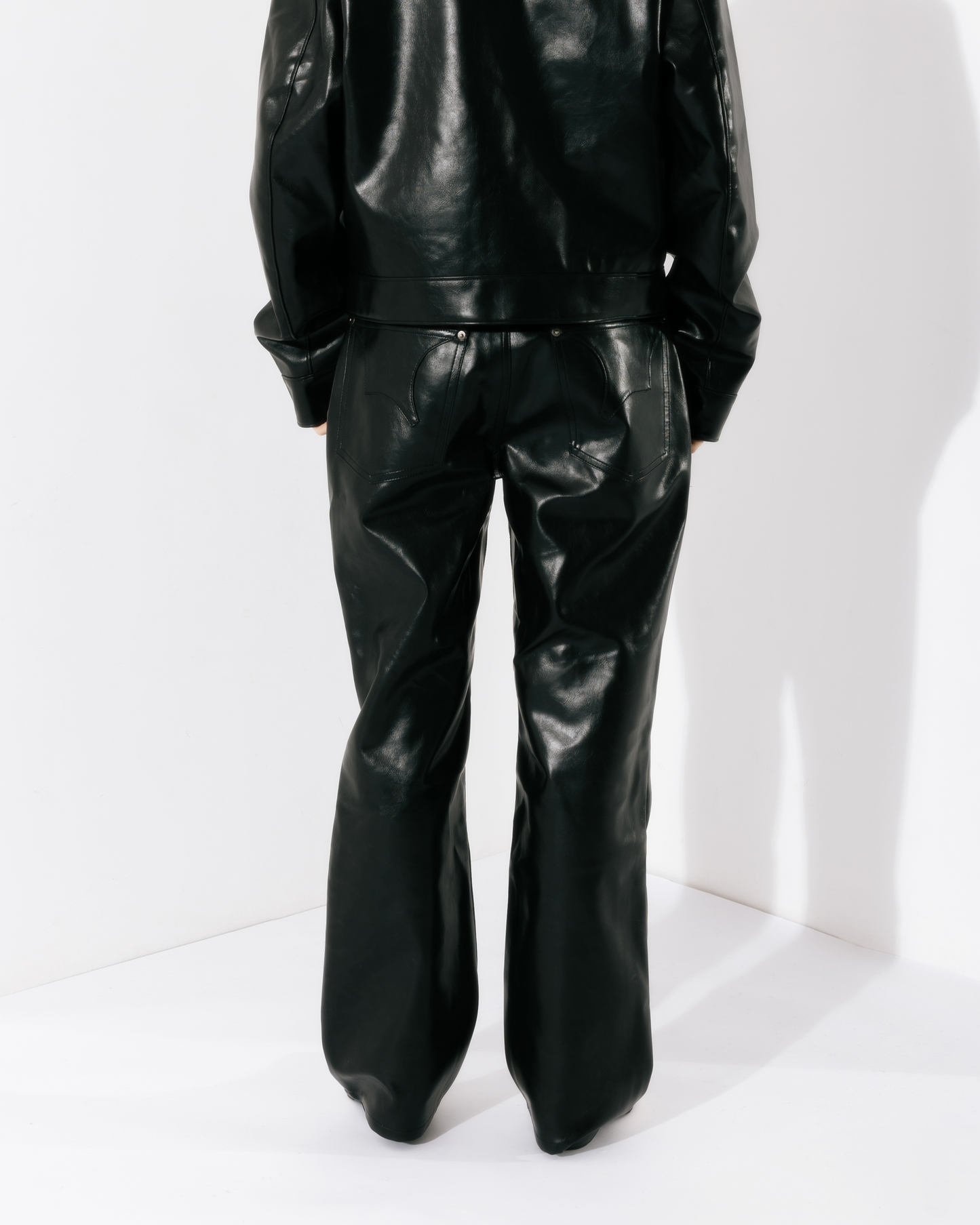 Synthetic Leather Five Pocket Leather Jeans