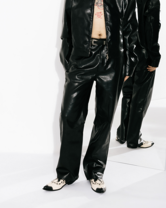 Synthetic Leather Five Pocket Leather Jeans